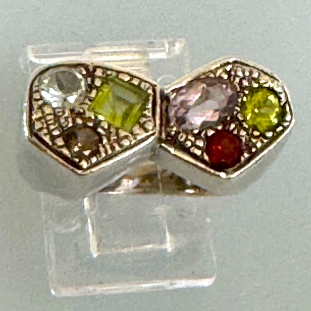Sterling silver amethyst Topaz Citrine Garnet  ring size 7​